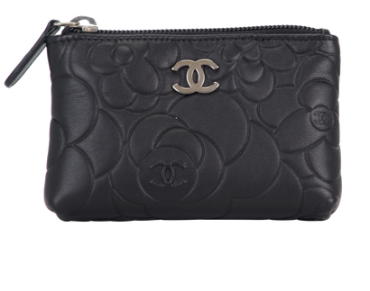 Chanel Camellia Zipped Purse, &pound;320, Accessories, Black, Leather, Front view